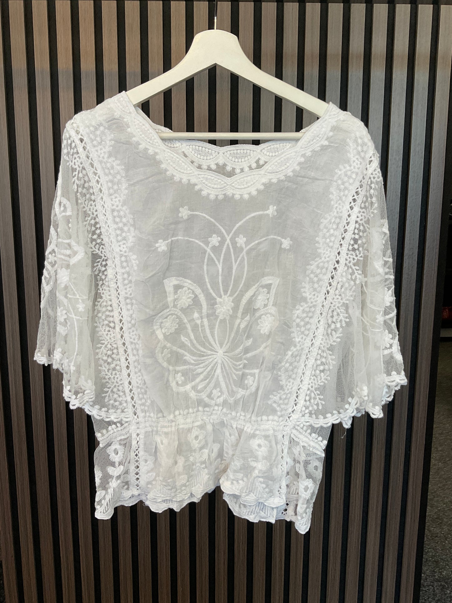 Lace angel sleeve top