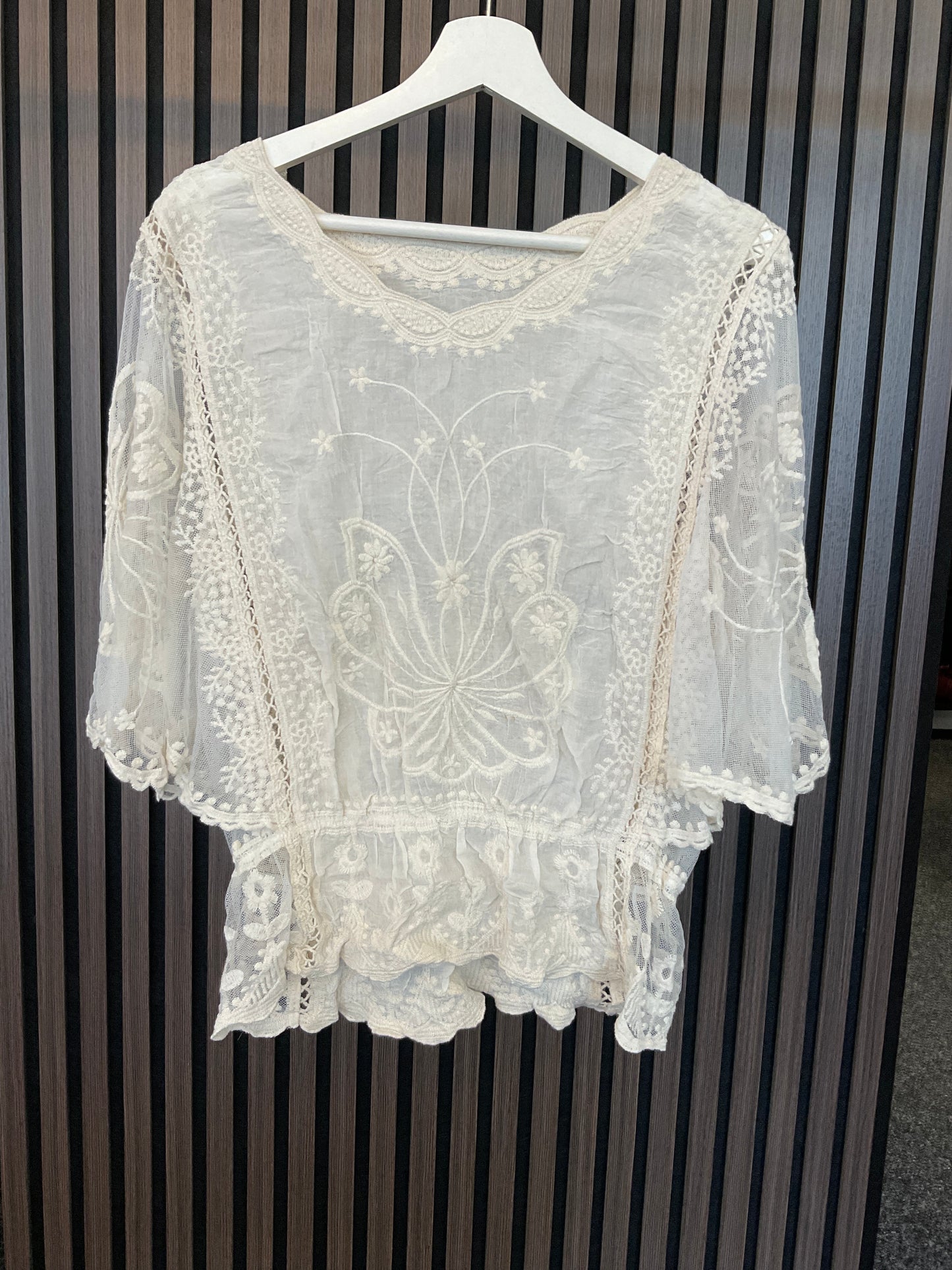 Lace angel sleeve top