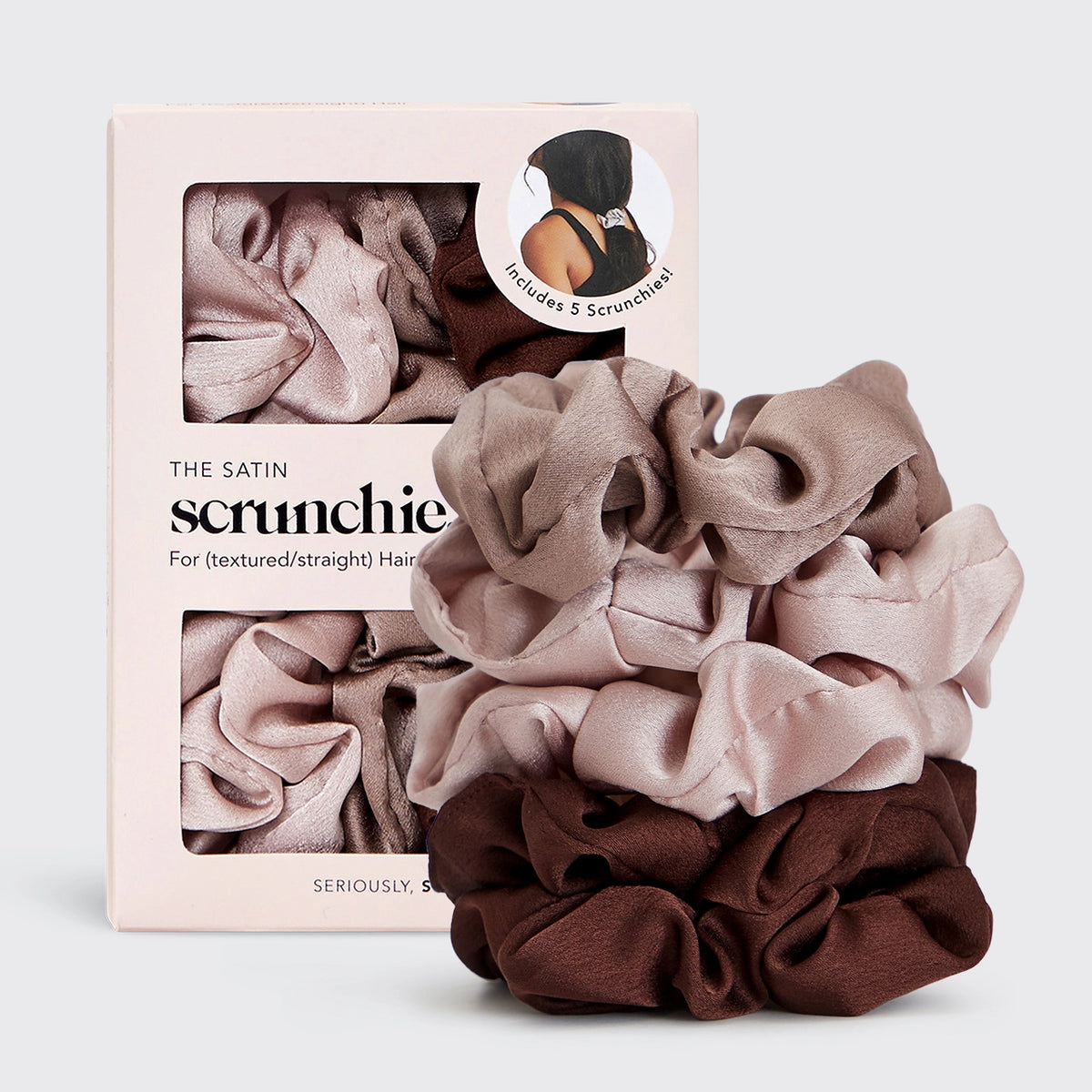 Kitsch Satin Sleep Scrunchies 5pc - Cameo